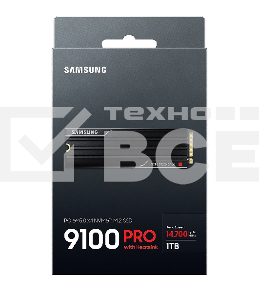Твердотельный диск 1TB Samsung 9100 PRO, M.2, PCI-E 5.0 x4, TLC 3D NAND [R/W - 14800/13400 MB/s] с радиатором