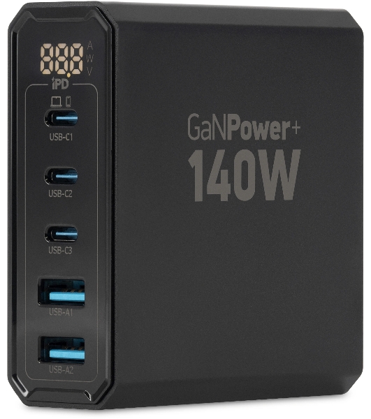 Настольное зарядное устройство Digma Pro DPW10A 140W 5A (PD+QC) 3хUSB-C/2xUSB-A универсальное черный (DPW1A4G024BK)