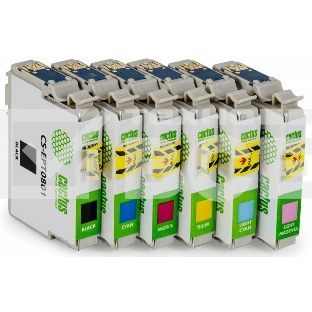 Картридж струйный Cactus CS-EPT0807 черный/желтый/голубой/пурпурный/светло-голубой/светло-пурпурный (68.4 мл) для Epson Stylus Photo P50