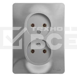 Розетка 2-м СП Glossa 16А IP20 без заземл. в сборе алюм. SchE GSL000320