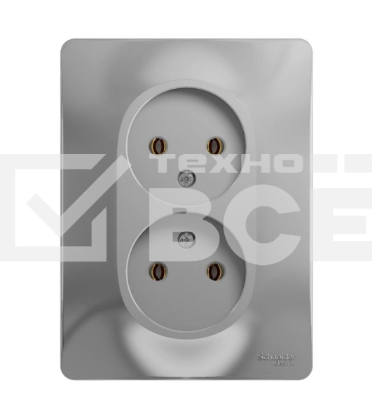 Розетка 2-м СП Glossa 16А IP20 без заземл. в сборе алюм. SchE GSL000320