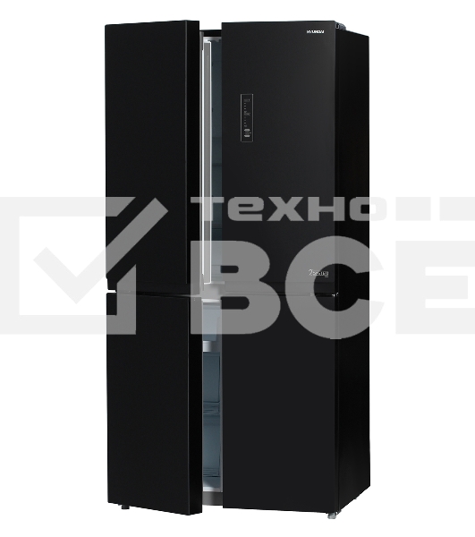 Холодильник Hyundai CM5005F черное трехкамерный 310/156л морозилка сбоку, Total No Frost, Side by Side