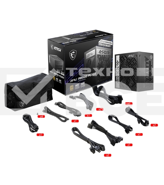 Блок питания MSI MPG A850G PCIE5 Retail, 850Вт, 80 PLUS Gold, 135мм, модульный, черный