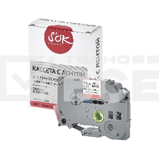 Кассета с лентой S'OK by Sakura Printing TZEFX431 для Brother, черный на красном, 12мм/8м, наклейка