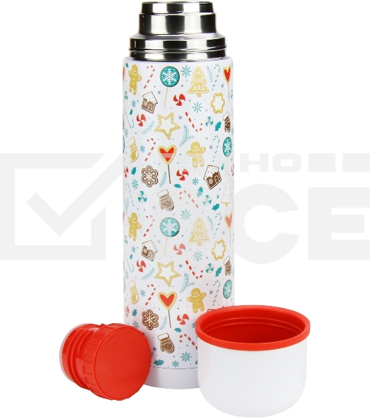 Термос Starwind New Year 11-1000 1 л. белый/рисунок