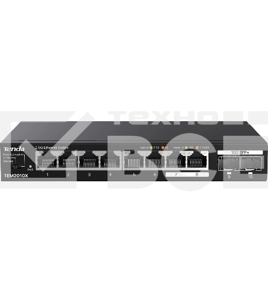 Сетевой коммутатор TENDA TEM2010X Настольное исполнение 8x10Base-T / 100Base-TX / 1000Base-T 2xSFP+ 12 Вт TEM2010X