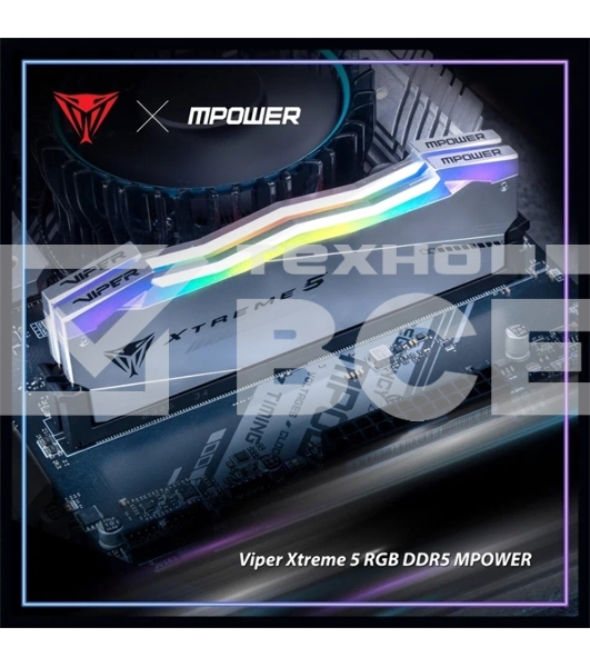 Оперативная память Patriot Viper Xtreme 5, DDR5, 32Gb (2x16Gb), 6000MHz, CL30, с радиаторами, RGB, серебристый