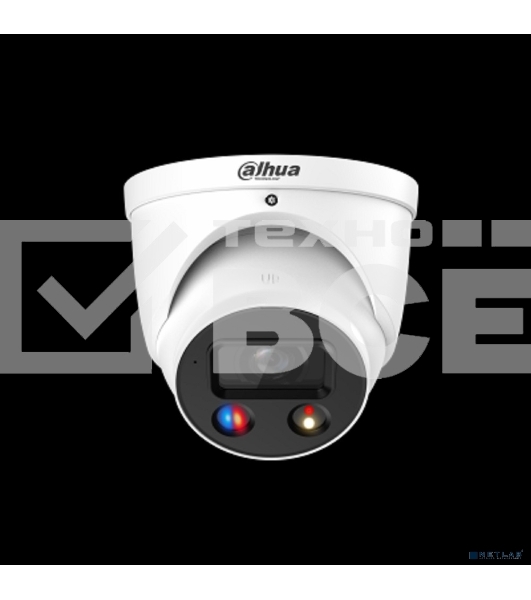 Уличная купольная IP-видеокамера TiOC DAHUA DH-IPC-HDW3849HP-AS-PV-0280B-S5 с ИИ и активным сдерживанием 8Мп; 1/2.7” CMOS; объектив 2.8мм, видеоаналитика, ИК 30м, LED 30м, IP67, корпус: металл