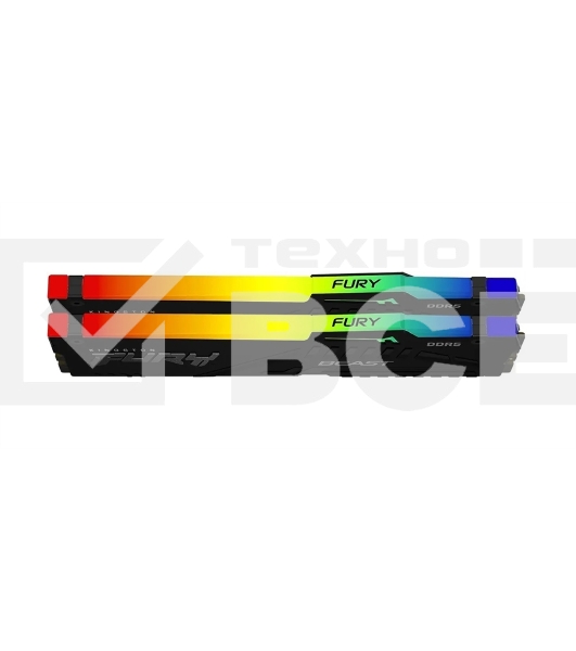 Оперативная память Kingston Fury Beast, DDR5, 32GB (2x16GB), 6400MHz, CL32, DIMM, радиатор, RGB, чёрный