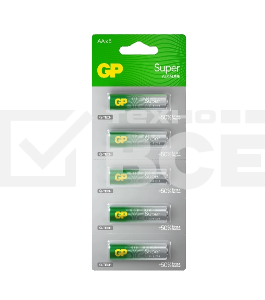 Алкалиновые батарейки GP Super Alkaline G-Tech 15А АA - 1 шт. на отрывных блистерах