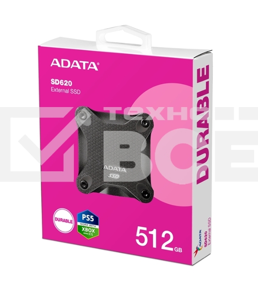 Внешний SSD ADATA SD620, 512 Gb, USB 3.2 Gen 2 Type-A, R/W 520/460, черный