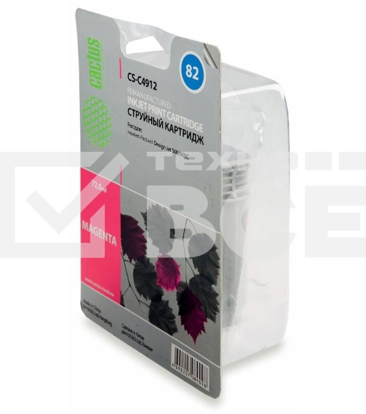 Картридж струйный Cactus CS-C4912 №82 пурпурный (72 ml) для HP Design Jet 500/800C