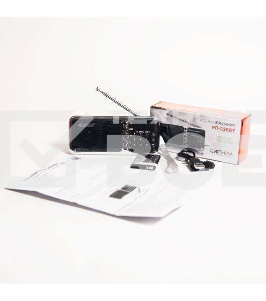 Радиоприемник портативный Сигнал РП-226BT черный/серебристый USB microSD