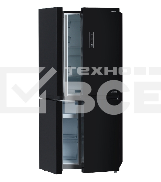 Холодильник Hyundai CM5005F черное трехкамерный 310/156л морозилка сбоку, Total No Frost, Side by Side
