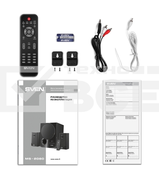 Акустическая система 2.1 SVEN MS-2080 / 70 Watt / ~220V 50Hz / FM-тюнер, USB/ SD, дисплей / BLUETOOTH / ПДУ / Black