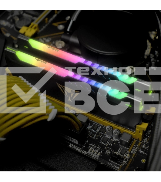 Оперативная память Patriot Viper Steel, DDR4, 32GB (1x32GB), 3200MHz, CL18, с радиатором, RGB, черный
