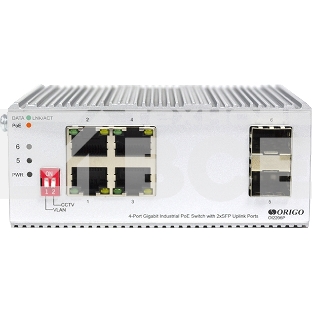 Коммутатор Unmanaged Industrial Switch 4x1000Base-T PoE, 2x1000Base-X SFP, PoE Budget 60W, Surge 4KV, -40 to 75°C
