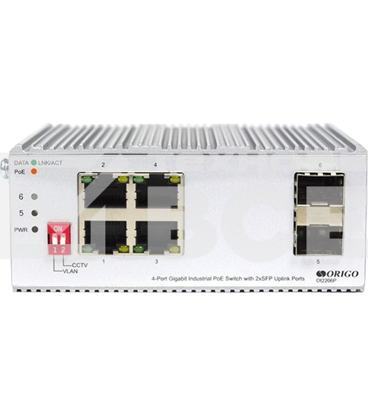 Коммутатор Unmanaged Industrial Switch 4x1000Base-T PoE, 2x1000Base-X SFP, PoE Budget 60W, Surge 4KV, -40 to 75°C