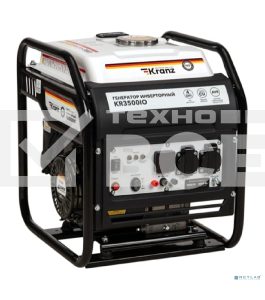 Электрогенератор бензиновый инверторный Kranz KR3500IO, 3.5 кВт, 96 дБ, 27 кг