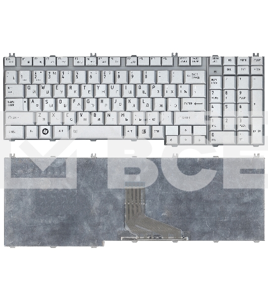 Клавиатура для ноутбука Toshiba Satellite P205-S6237 серебристая (шлейф по центру)