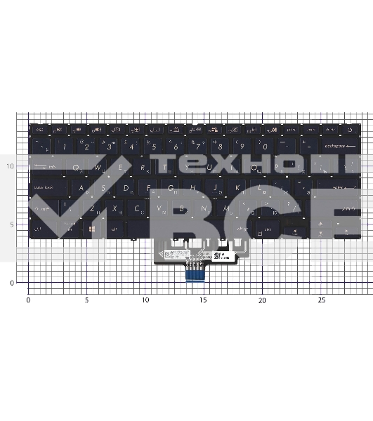 Клавиатура для ноутбука Asus ZenBook 14 UX434FA синяя с подсветкой