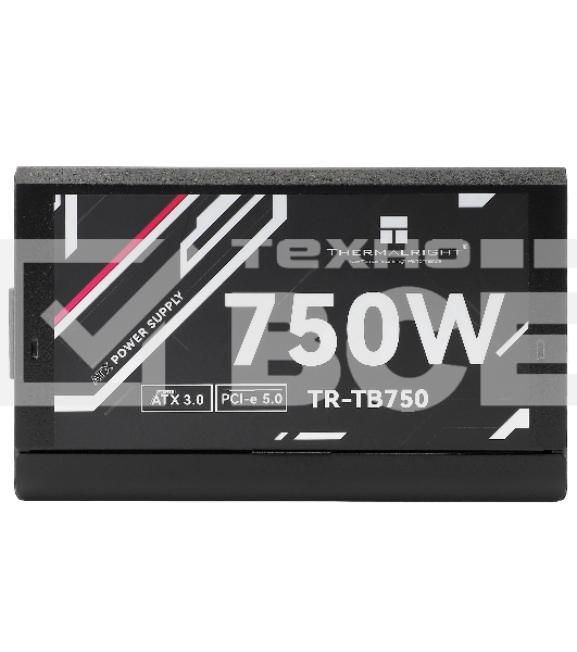 Блок питания Thermalright, 750W 80+ Bronze (ATX, 3.0, PCIe 5.0, Full modular, 1x24(20+4)pin, 2xCPU 8(4+4)pin, 4xPCIe*2 8(6+2)pin, 3xSATA3, 1x12+4pin (12VHPWR PCIe 5.0 12+4pin 600mm), 3xMOLEX4pin, Active, 120x120mm, 150x140x86mm, APFC, black)
