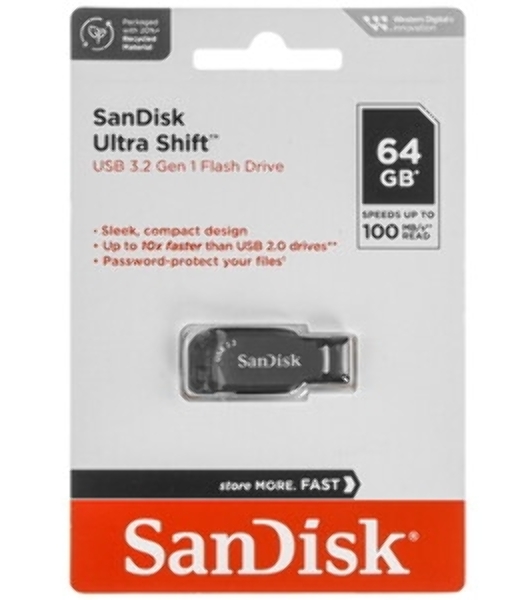 Флешка USB Sandisk 64Gb Shift Ultra SDCZ410-064G-G46 USB3.0 черный