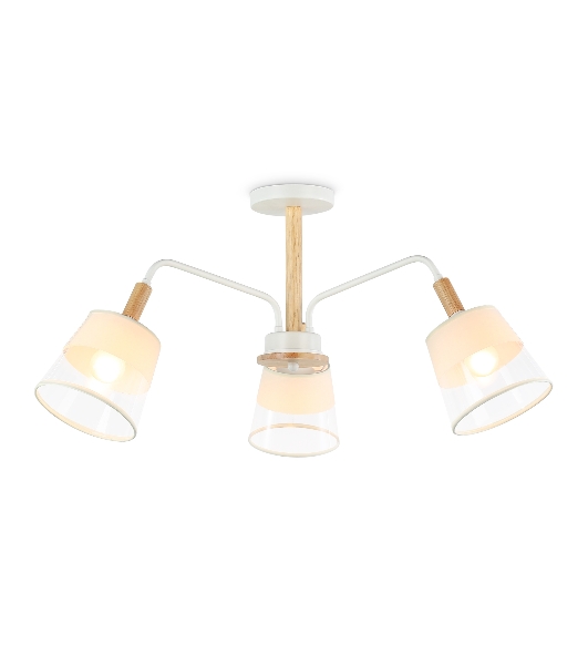 Светильник Ambrella light TR4737/3 WH/LW белый/светлое дерево E27/3 max 40W D760*350