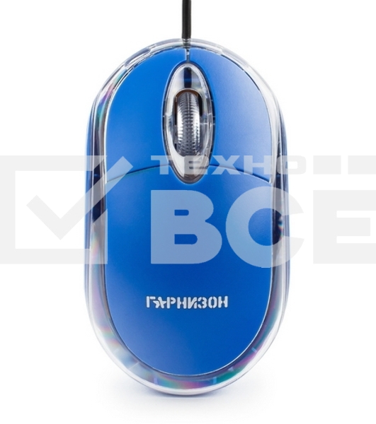 Мышь проводная Гарнизон GM-100B синий, 1000 dpi, USB, кнопки - 3