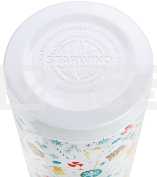 Термос Starwind New Year 11-1000 1 л. белый/рисунок