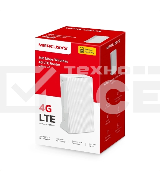 Роутер беспроводной Mercusys MB112-4G N300 10/100BASE-TX/4G cat. 4