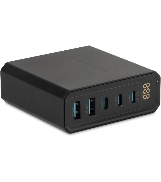 Настольное зарядное устройство Digma Pro DPW10A 140W 5A (PD+QC) 3хUSB-C/2xUSB-A универсальное черный (DPW1A4G024BK)
