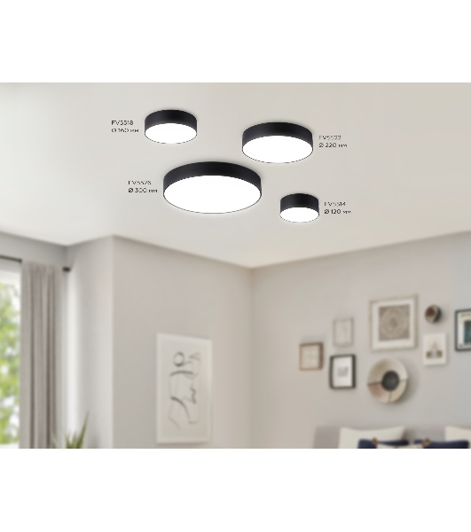 Потолочный светодиодный светильник Ambrella light FV5522 BK черный LED 26W 4200K D220*58 (Без ПДУ)