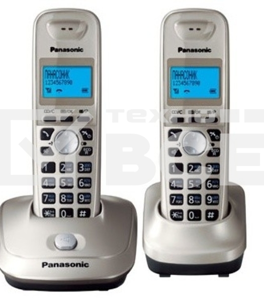 Телефон беспроводной (DECT) Panasonic KX-TG2512RUN (платиновый) {Доп трубка в комплекте,АОН, Caller ID,спикерфон на трубке,полифония}