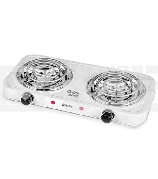 Плита настольная электрическая Centek CT-1509 (белая) 2конфорки ТЭН 140мм, 2000Вт, индикатор работы, усиленный корпус