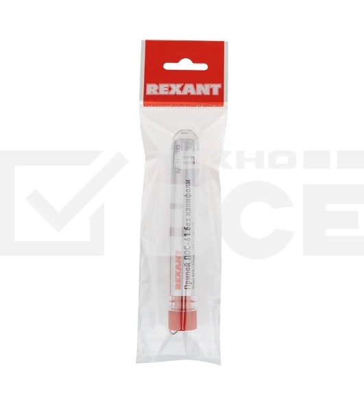 Припой без канифоли ПОС-61 Rexant, 10 г, Ø1.0 мм, (олово 61%, свинец 39%), колба