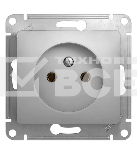 Механизм розетки 1-м СП Glossa 16А IP20 без заземл. алюм. SchE GSL000341