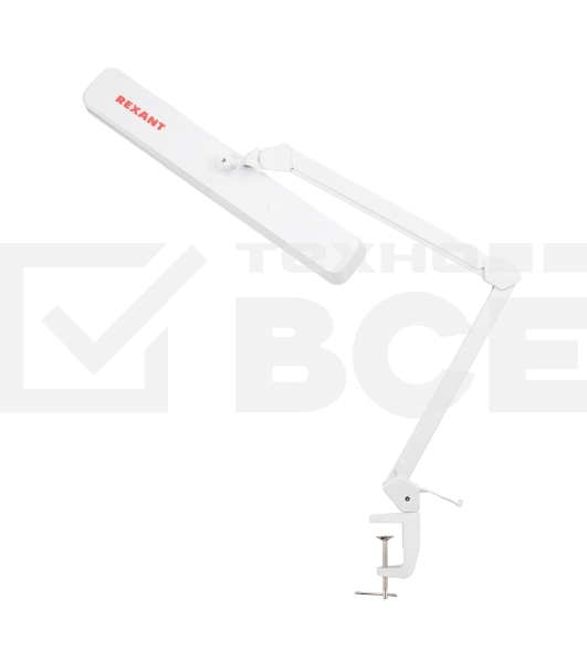 Лампа настольная бестеневая на струбцине Rexant ECO light, 324 SMD LED с диммером, теплый/холодный цвет свечения, белая