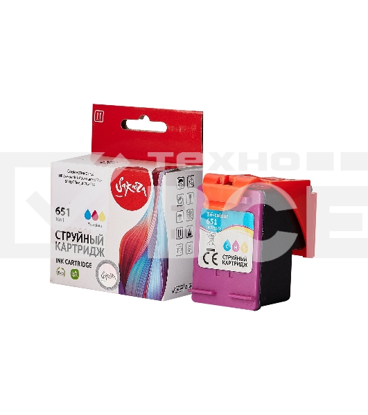 Картридж струйный Sakura C2P11AE (№651 Tri-colour) для HP, триколор, 18 мл.