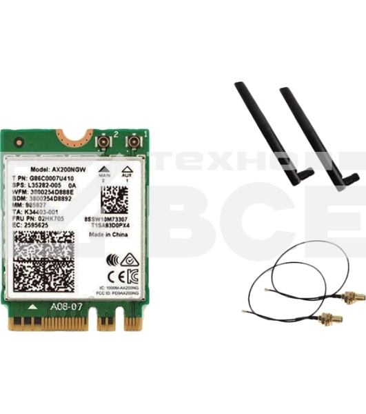 Плата сетевого контроллера Intel Wi-Fi 6 AX200, 2230, 2x2 AX+BT, No vPro, 985927