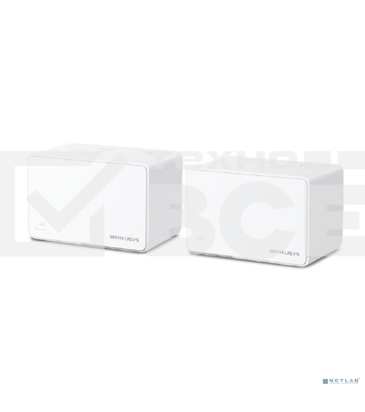 Домашняя Mesh Wi‑Fi система AX3000 Whole Home Mesh Wi-Fi 6 SystemSPEED: 574 Mbps at 2.4 GHz + 2402 Mbps at 5 GHzSPEC: Internal Antennas, 3× Gigabit Ports per Unit (WAN/LAN auto-sensing), 1024-QAM, OFDMA, HE160FEATURE: MERCUSYS APP, Router/AP Mode, One Unified Network, Seaml