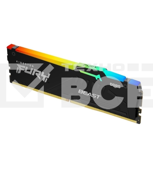 Оперативная память Kingston Fury Beast, DDR5, 16GB (1x16GB), 5200MHz, CL36, DIMM, с радиатором, RGB, черный