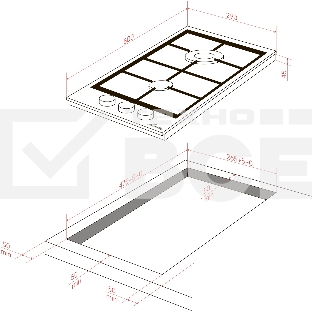 Варочная поверхность Monsher MSG 33 Acier, газ, High-Tech, 29 см, автоматический электроподжиг, газ-контроль, форсунки под сжиженый газ, SABAF конфорки, чугунные решетки, нержавеющая сталь