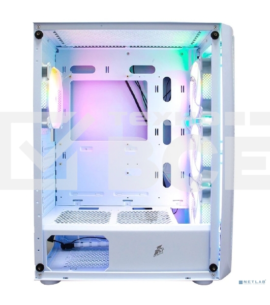 Компьютерный корпус 1STPLAYER FIREBASE X4 White / ATX, TG / 4x120mm LED fans inc. / X4-WH-4F1-W