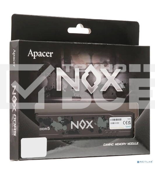 Оперативная память Apacer Nox, DDR5, 32GB (1x32GB), 5200MHz, CL40, DIMM, радиатор, черный