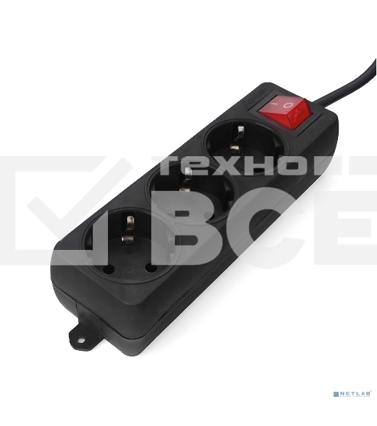 Удлинитель Гарнизон EL-NB-G3-B-3 3р 10А 3 м с выключателем и заземлением, черный