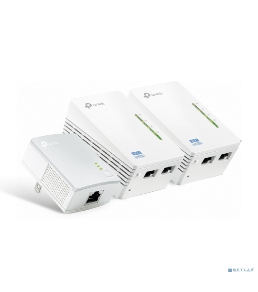 Сетевой адаптер AV600 Powerline Wi-Fi 3-pack KIT, Qualcoмм, 300Mbps at 2.4GHz,802.11b/g/n,600Mbps Powerline, 3-pack(1* TL-PA4010 & 2*TL-WPA4220)