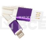 Кабель Gembird  USB 2.0 Cablexpert CC-ApUSBp1m, AM/Lightning 8P, 1м, силиконовый шнур, разъемы фиолетовый металлик, пакет, фото 1