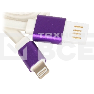 Кабель Gembird  USB 2.0 Cablexpert CC-ApUSBp1m, AM/Lightning 8P, 1м, силиконовый шнур, разъемы фиолетовый металлик, пакет