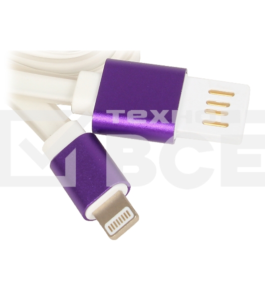 Кабель Gembird  USB 2.0 Cablexpert CC-ApUSBp1m, AM/Lightning 8P, 1м, силиконовый шнур, разъемы фиолетовый металлик, пакет